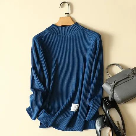 半高领毛衣女宽松外穿慵懒风加厚打底针织衫女装套头2023春装新款商品大图