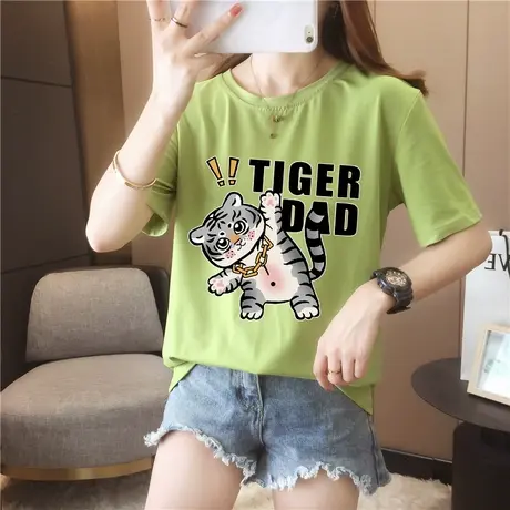 新年衣服亲子装大码夏一家三口四口全家福装2023虎年宝宝短袖T恤商品大图