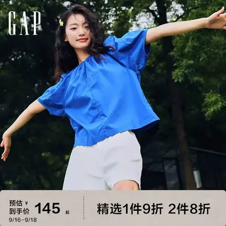 Gap女装夏季2023新款纯棉宽松气质泡泡袖衬衫665315休闲上衣图片