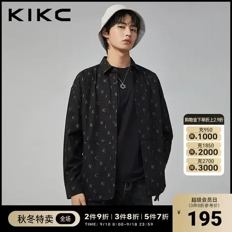 kikc衬衫长袖男2023秋季新款商场同款logo满印休闲潮流衬衫上衣潮图片
