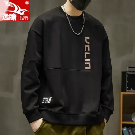 圆领卫衣男士春秋季2023新款潮流拼接男生休闲长袖t恤秋装上衣服商品大图
