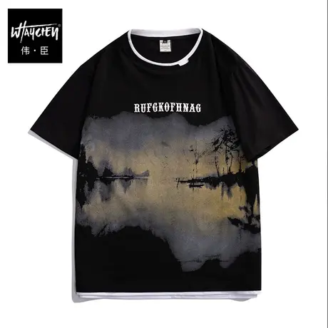 伟臣2023夏季新品大码男士短袖T恤胖子加肥加大纯棉半袖肥佬体恤商品大图