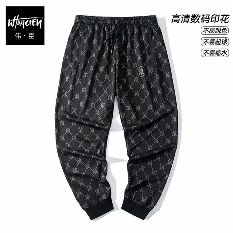 伟臣潮牌大码男装秋冬新品休闲裤胖子加肥加大肥佬印花肥佬小脚裤商品大图