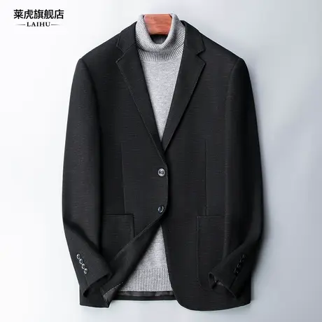 秋冬季羊毛呢子休闲西服男士外套韩版商务百搭小西装男修身上衣潮商品大图