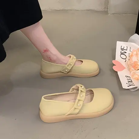 单鞋女温柔晚晚鞋平底玛丽珍女鞋2023年新款春夏季时尚浅口奶奶鞋商品大图