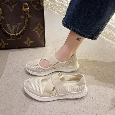 飞织网布透气单鞋女2023夏季新款超轻软底韩版休闲一脚蹬运动轻便图片