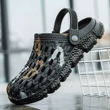 夏季时尚雨鞋男潮钓鱼胶鞋防滑户外溯溪涉水鞋沙滩洞洞洗车防水鞋商品大图