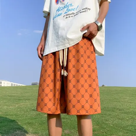 休闲短裤男士夏季薄款宽松直筒运动中裤潮牌高街日系百搭五分裤子商品大图