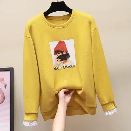 2023年新款春装女士卫衣潮ins宽松韩版春秋薄款假两件女上衣外套商品大图