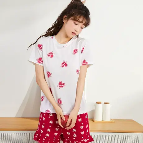 都市丽人官方旗舰店睡衣夏女款可外穿女士睡衣家居服套装短袖短裤商品大图