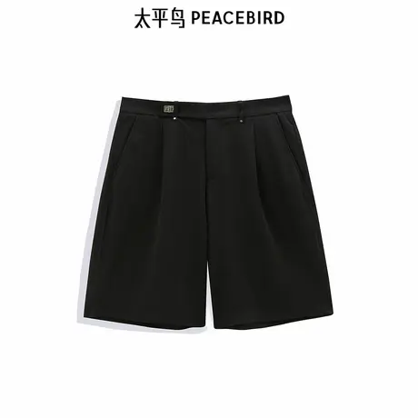 太平鸟男装休闲中短裤夏新款黑色商务西裤 B1GCE2C09商品大图