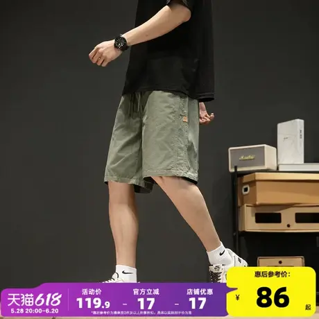 唐狮夏季新款休闲裤短裤男潮牌宽松工装裤薄款直筒显瘦五分裤中裤商品大图