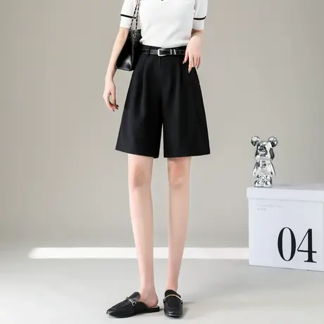 时尚气质短裤2024年春季新款女高腰百搭显瘦通勤风直筒西装短裤图片