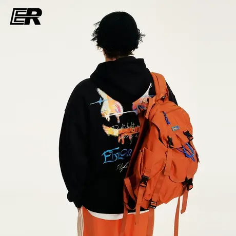 ER油彩卫衣男2023秋冬新款潮牌美式休闲帽衫宽松情侣上衣oversize商品大图