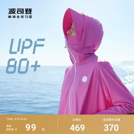 波司登夏季时尚防紫外线UPF80+炫酷反光冰丝凉感透气连帽防晒衣女商品大图