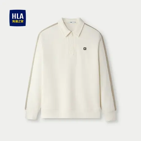 HLA/海澜之家硅胶小标卫衣25秋季新款翻领撞色拼接保暖弹力长袖男图片