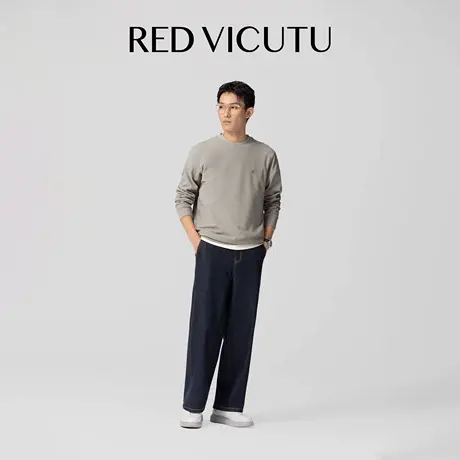 VICUTU威可多男长袖T恤25年新款时尚圆领商务通勤休闲百搭打底衫图片