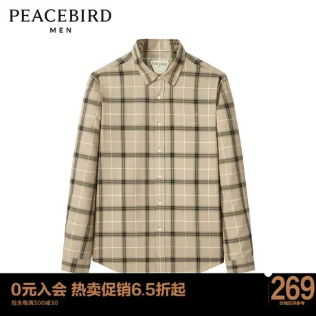 太平鸟男装 2022年冬季新款格子长袖衬衫男B1CAC4241图片