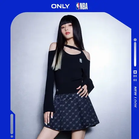 【ONLY奥莱清仓】秋季NBA联名款时尚潮流显瘦露肩针织衫女图片