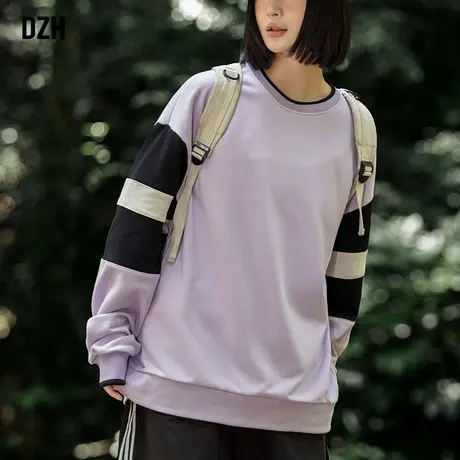 情侣多巴胺穿搭卫衣男圆领长袖上衣2023新款春秋季外套男生打底衫商品大图