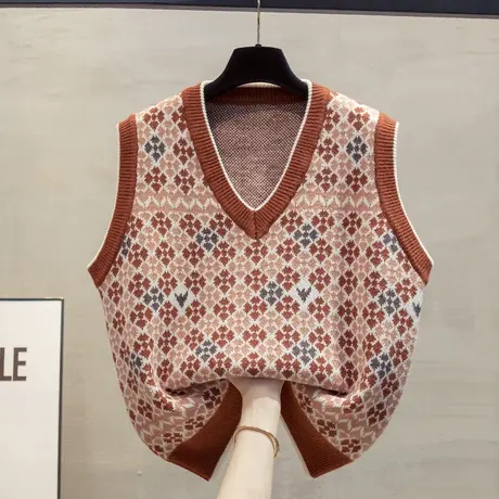 v领针织马甲背心女2023秋装新款宽松外穿马夹叠穿外搭毛衣坎肩潮商品大图