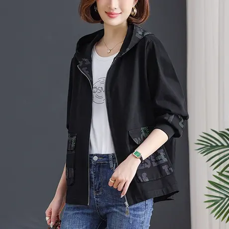 连帽外套女秋冬季新款宽松加大码女装中老年妈妈休闲百搭显瘦上衣商品大图