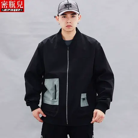 密瓶儿秋冬季夹克外套男宽松大码男士加肥加大潮流上衣胖子风衣男商品大图