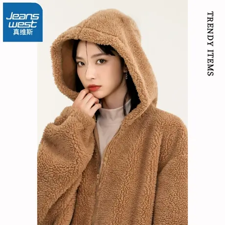 VR真维斯加厚外套女秋冬季2023新款oversize女装上衣大码宽松卫衣图片