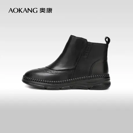 【门店发货】奥康女鞋 冬季新款切尔西短靴韩版单靴加绒踝靴图片