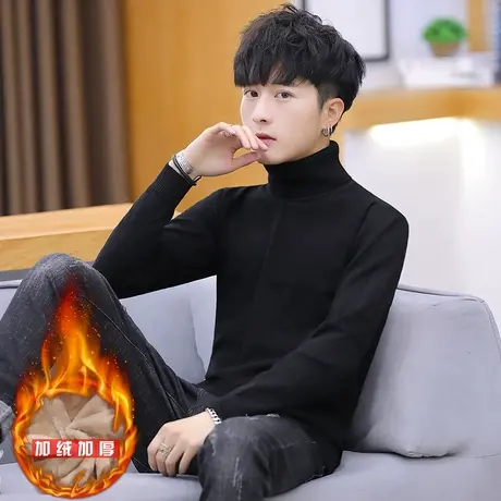 中大童毛衣男12-15岁男孩初中学生青少年加绒加厚高领针织衫潮13商品大图