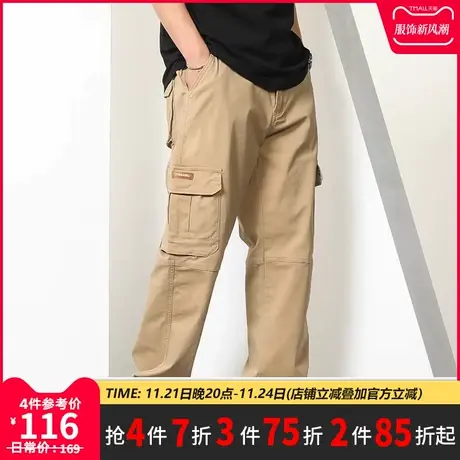 GxxH潮牌大码男装2023春季宽松加大号胖子个性美式休闲直筒工装裤商品大图