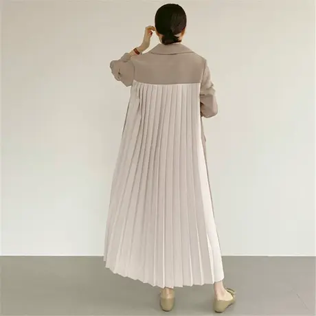 春秋装新款双排扣西装连衣裙女后背压轴拼接时尚宽松大码西服裙子图片