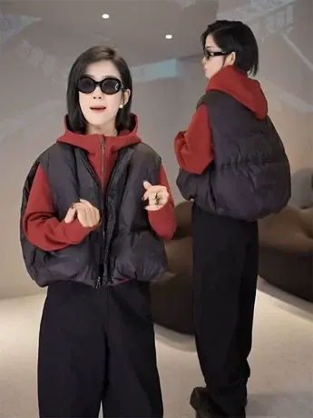 无袖马甲女2023年秋冬季新款休闲百搭小个子短款羽绒背心外套潮流商品大图