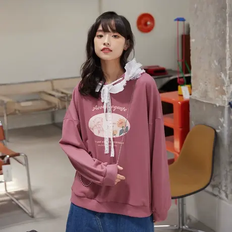 【6折清仓】早秋宽松卫衣女2022年新款设计感小众chic港风女连帽图片