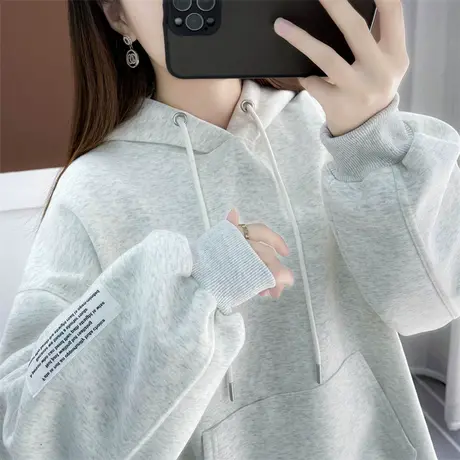 女士春秋假两件连帽卫衣新款2023年爆款时尚洋气大码女装外套百搭图片