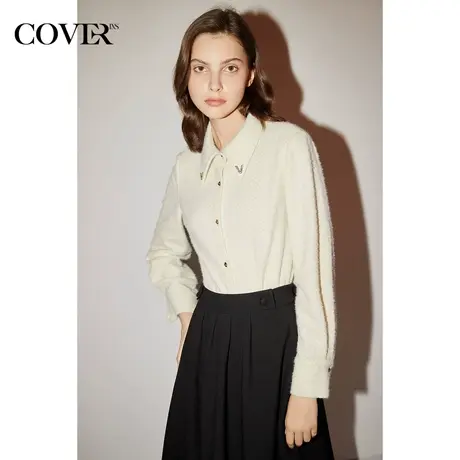 COVER冬季花纱棋盘格肌理感轻商务衬衫图片