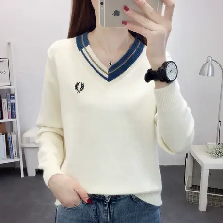 v领毛衣打底衫女2024年春季新款薄款外穿洋气针织衫宽松内搭上衣商品大图