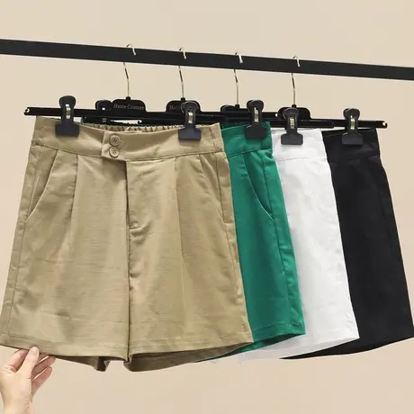 2023年夏季新款短裤女高腰宽松百搭休闲薄款中裤工装阔腿五分裤潮商品大图