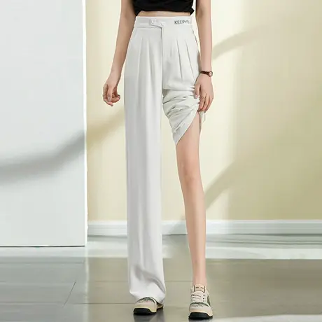 高腰垂感西装阔腿裤女2022春夏新款气质休闲宽松显瘦拖地裤图片