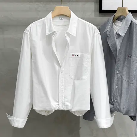 休闲衬衫男冬季长袖纯棉高级感潮流男装上衣男士衬衣春秋2023新款商品大图