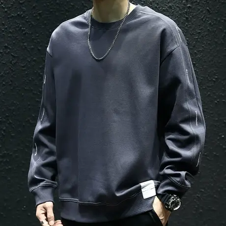 潮牌卫衣男纯色舒适卫衣男百搭长袖男款卫衣高档百搭潮流男士卫衣图片