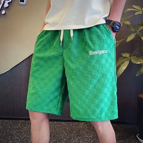 短裤男夏季潮牌ins格子大裤衩韩版潮流运动五分裤子百搭中裤商品大图