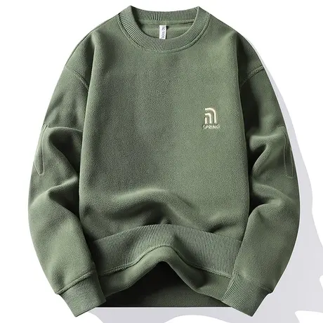 加绒卫衣男潮流加厚奥粒绒保暖上衣秋冬保暖男装休闲双面绒打底衫商品大图