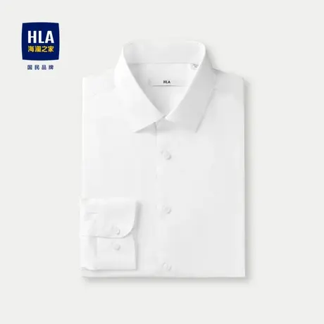 HLA/海澜之家舒微弹长袖衬衫2024春夏新款商务绅士纯色尖领衬衣男图片