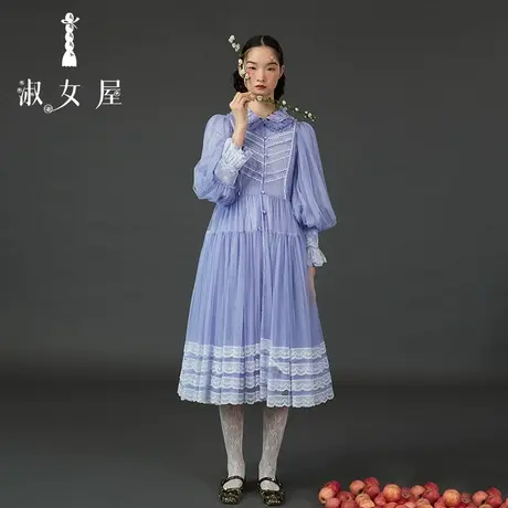 淑女屋官方旗舰店泡芙领雪纱装饰裙商品大图