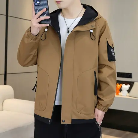 美式机能工装外套男款春秋季潮牌大码宽松冲锋衣男夹克青年爸爸装商品大图