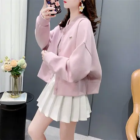 超火小个子卫衣开衫女春季2024年新款宽松休闲洋气设计感外套上衣商品大图