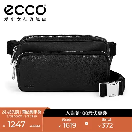 ECCO爱步腰包 黑色休闲牛皮手机包质感斜挎包胸包 雅致9107367商品大图