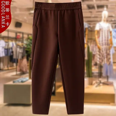 加肥加大码中年妈妈春秋哈伦裤子宽松松紧腰小个子镰刀裤休闲裤女商品大图