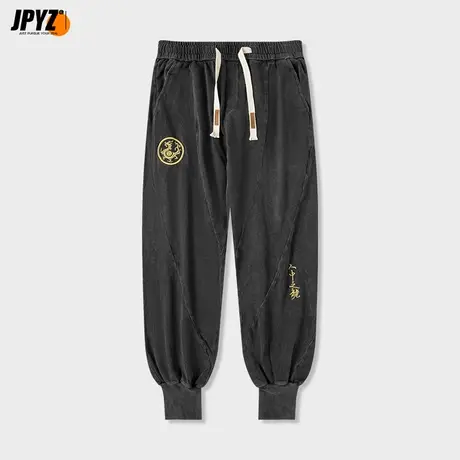 男士休闲裤夏季刺绣印花直筒宽松束脚男裤中国风百搭夏天长裤子男商品大图